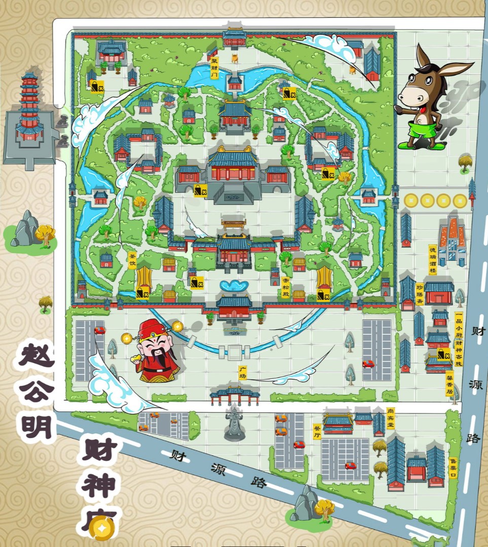 黄潭镇寺庙类手绘地图